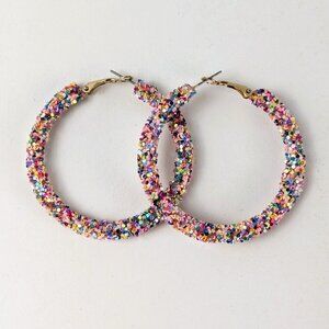 Multicolor Sequin Large Hoop Earrings